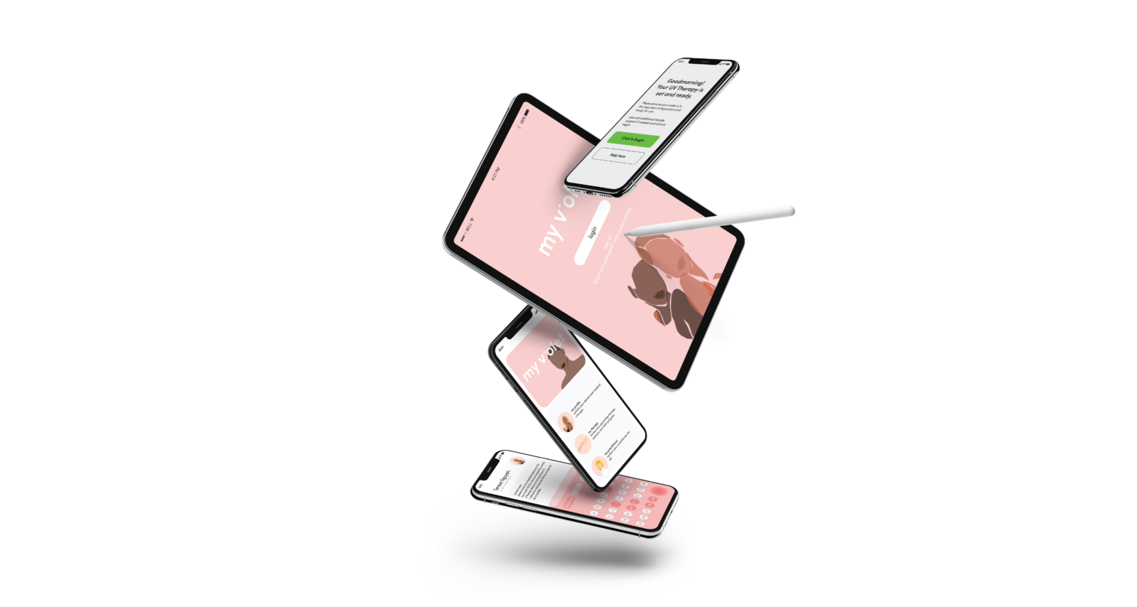 Mockup of Violet App on a number of devices. 