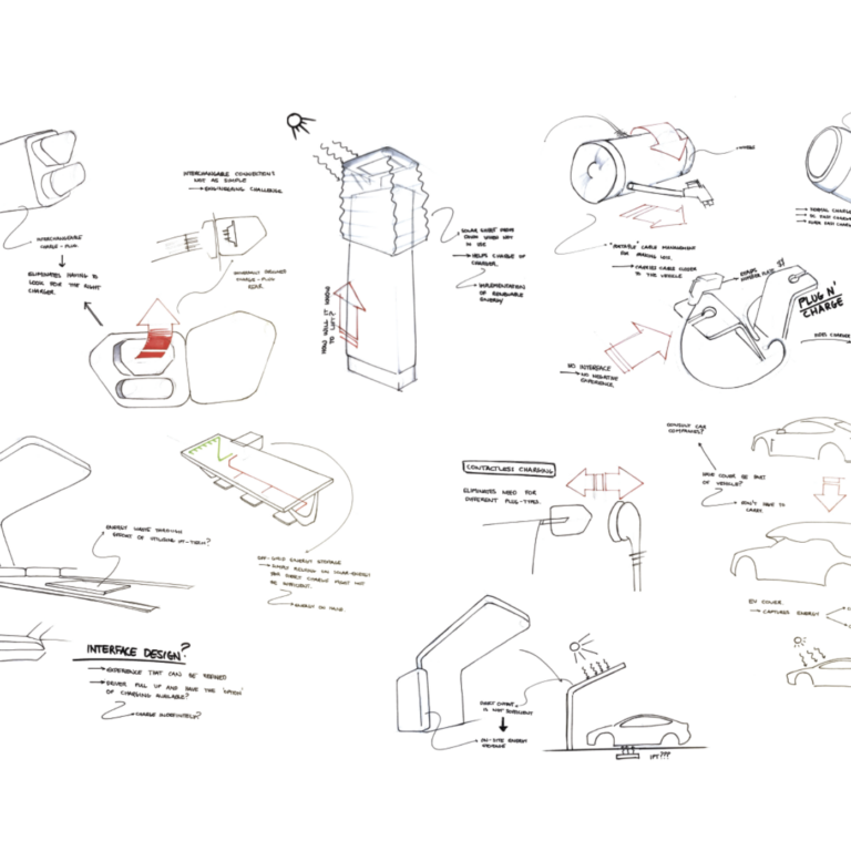Ideation sketching of possible concepts. 