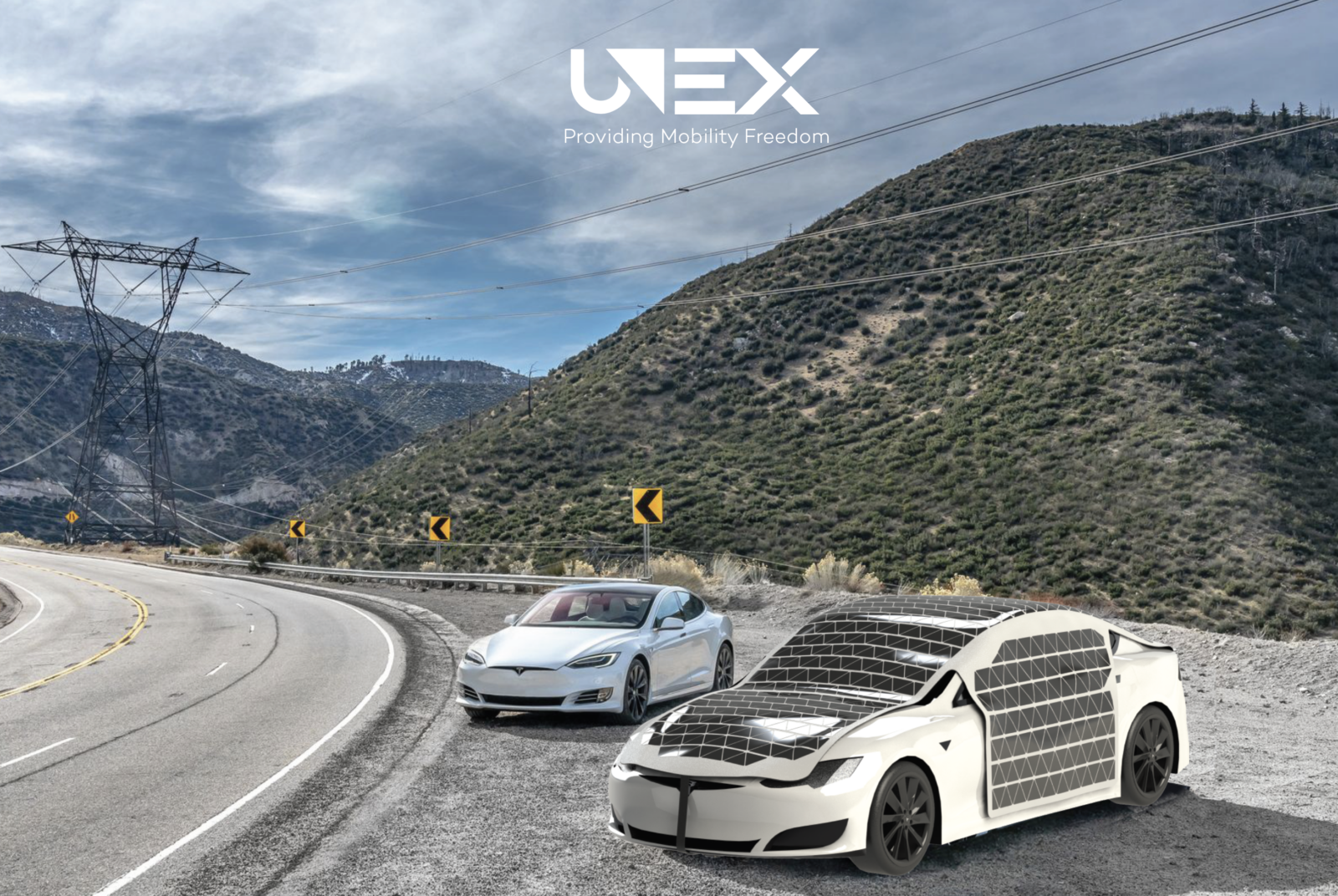 Hero render of the Uvex system deployed over a vehicle